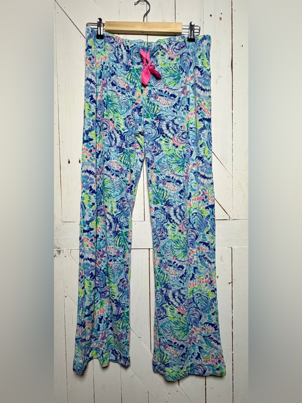Lilly Pulitzer Knit Lounge Pants - Blue Shell Print Medium Style 24415